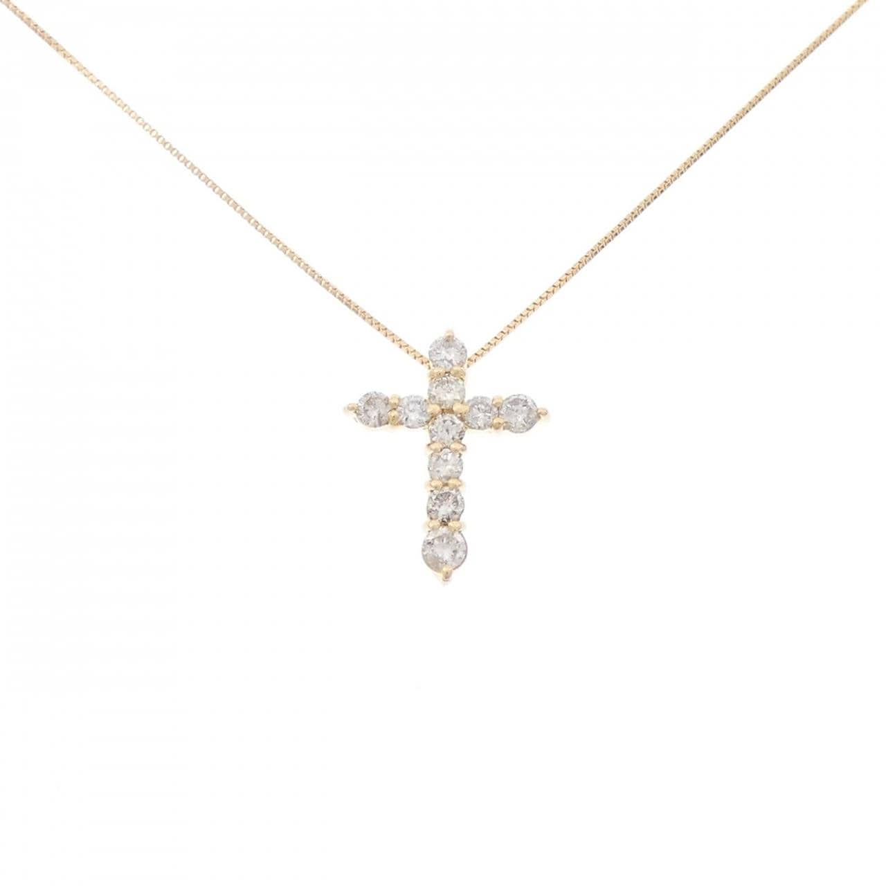 K18YG クロス ダイヤモンド ネックレス 0.30CT