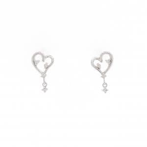 K18WG ハート ダイヤモンド ピアス 0.08CT