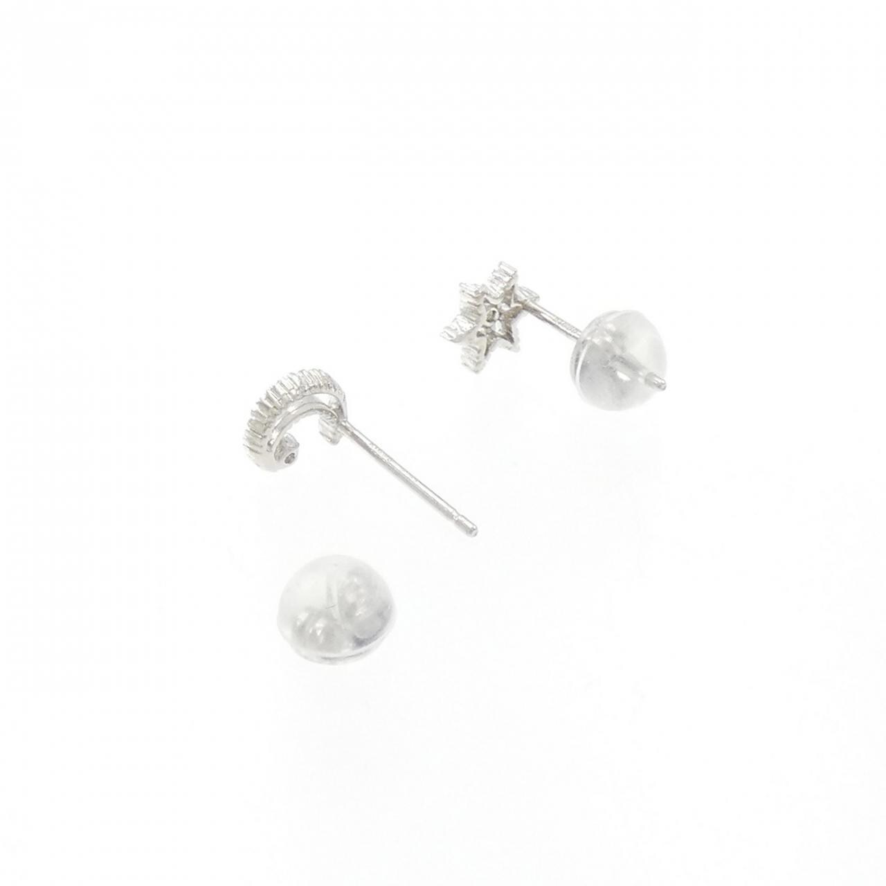 K14WG ムーン ダイヤモンド ピアス 0.02CT