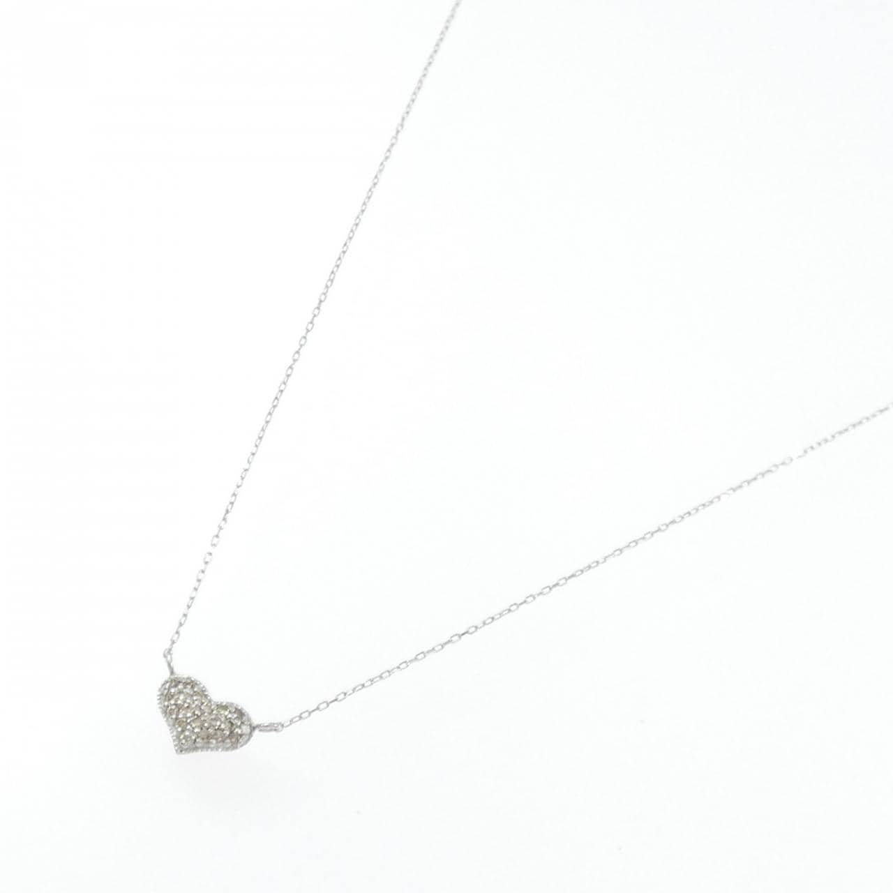 K18WG ハート ダイヤモンド ネックレス 0.10CT