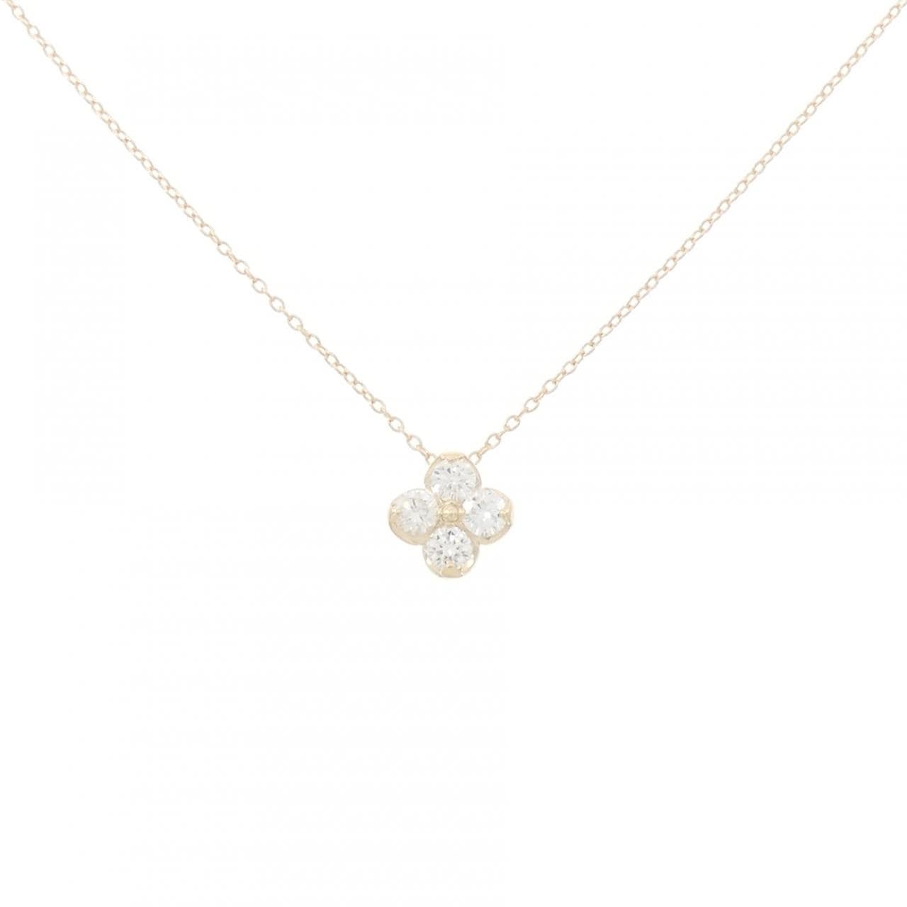 【リメイク】K10YG フラワー ダイヤモンド ネックレス 0.30CT