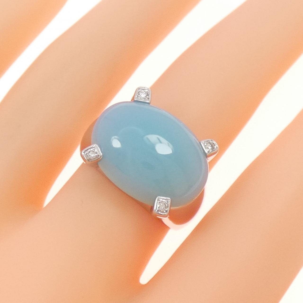 K18WG カルセドニー リング