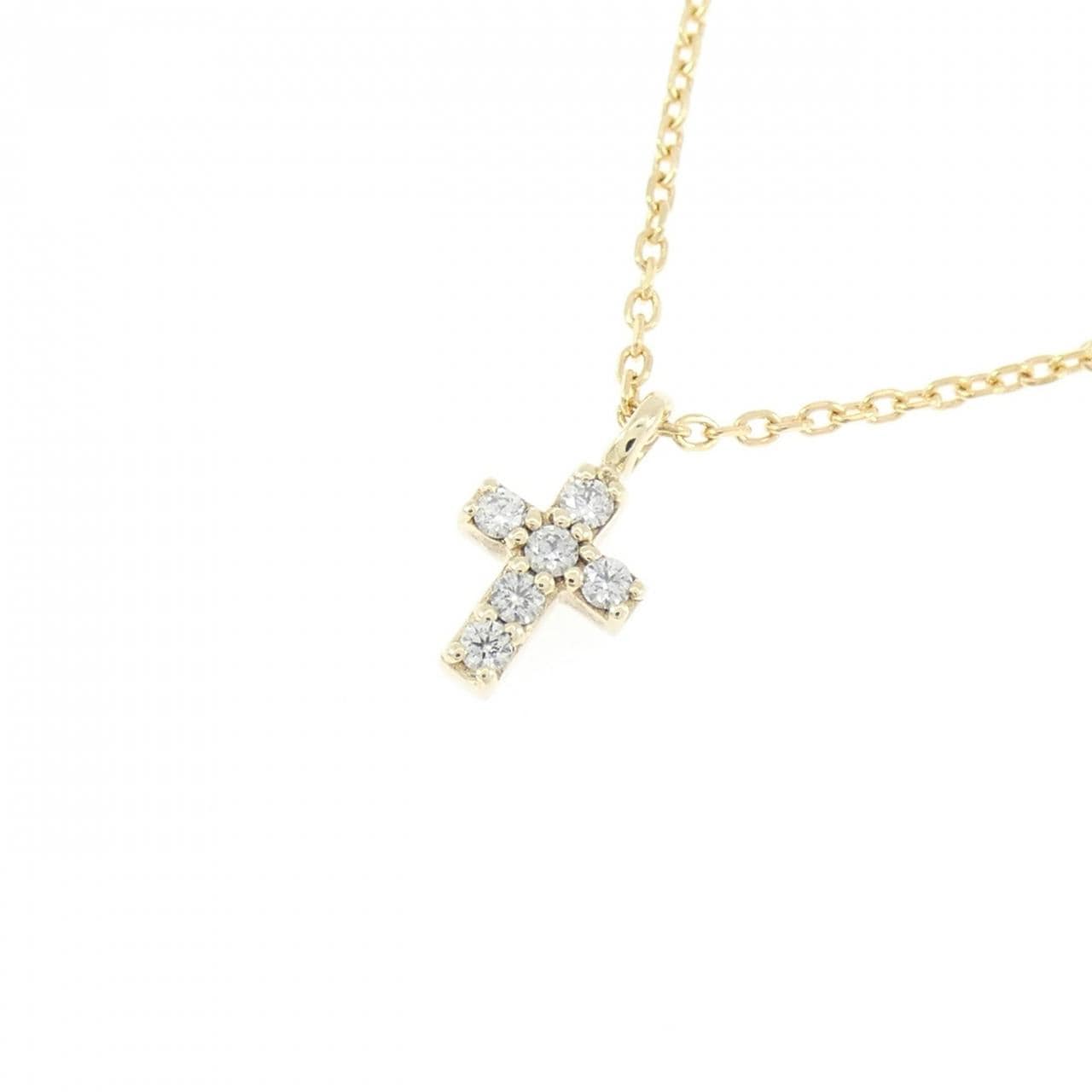 K10YG/K18YG クロス ダイヤモンド ネックレス 0.04CT