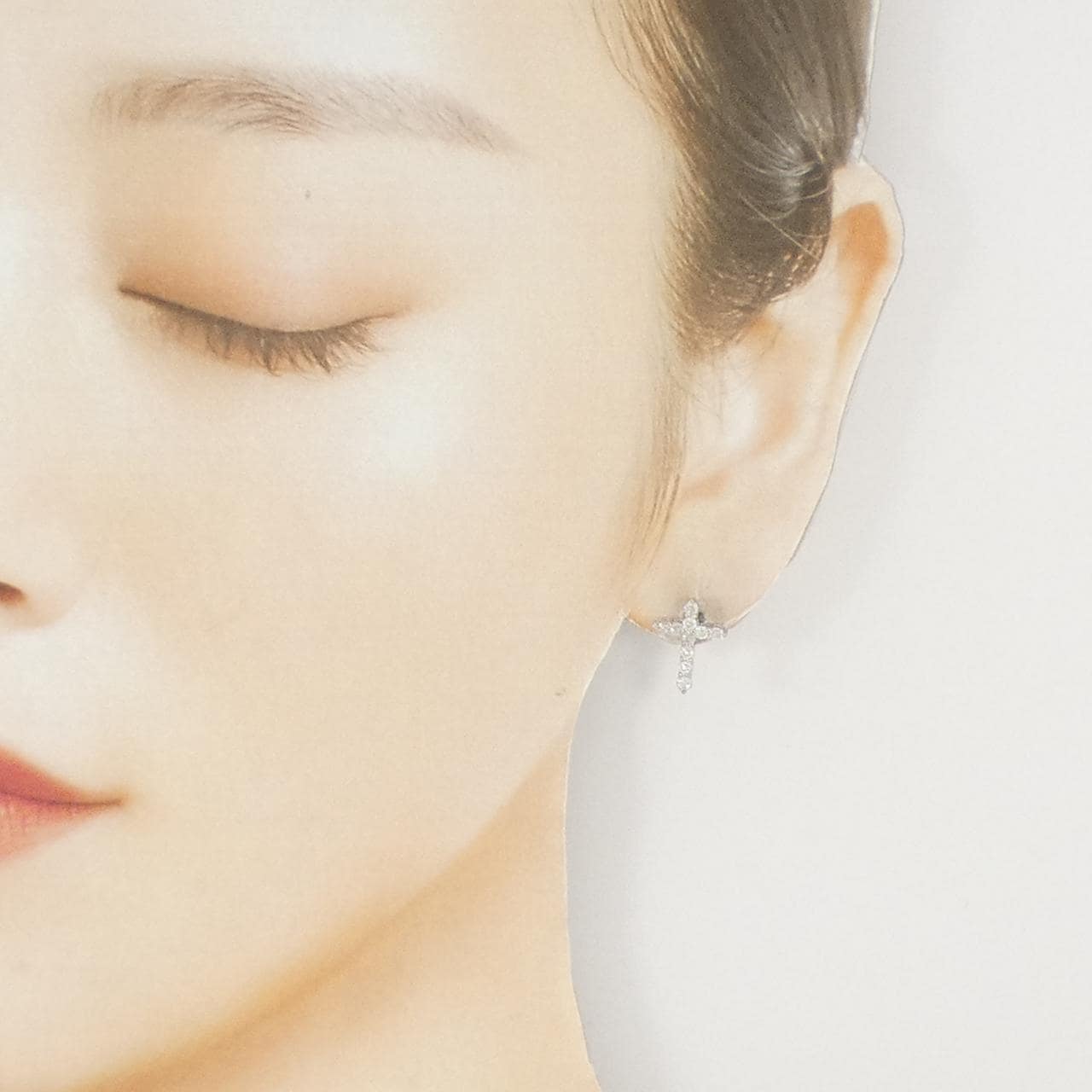 PT900 クロス ダイヤモンド ピアス 0.50CT