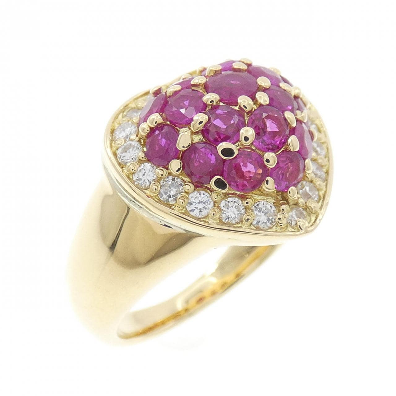 K18YG ハート ルビー リング 1.64CT