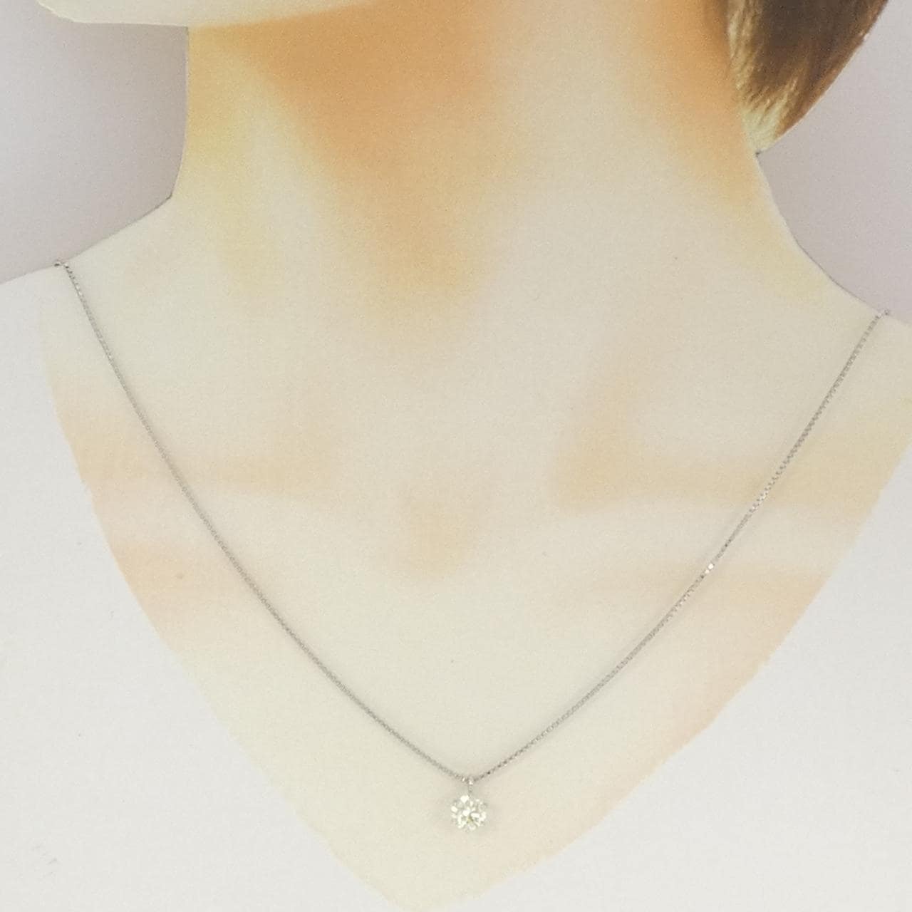 K18WG ソリティア ダイヤモンド ネックレス 1.01CT