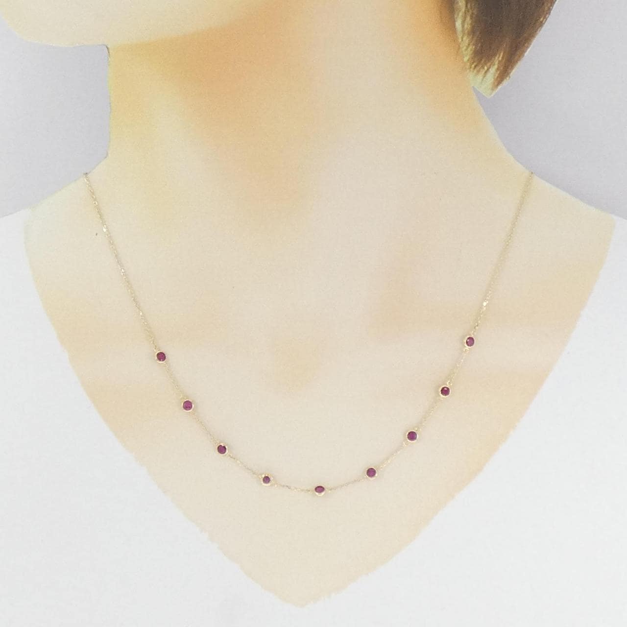 [BRAND NEW] K10YG Ruby Necklace