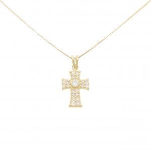 K18YG クロス ダイヤモンド ネックレス 0.40CT