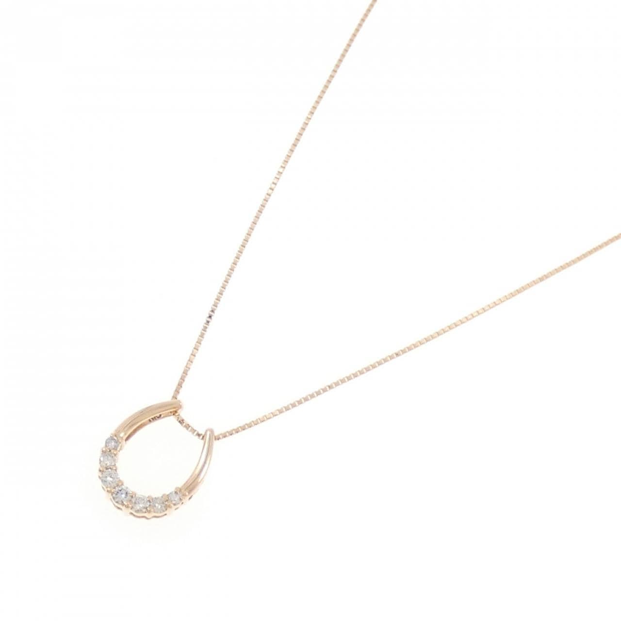 K18PG ホースシュー ダイヤモンド ネックレス 0.25CT