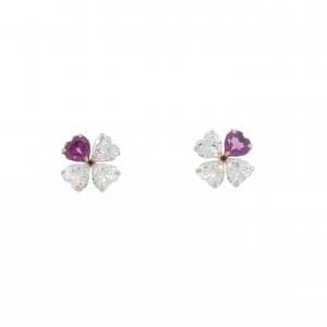 K10PG クローバー ガーネット ピアス