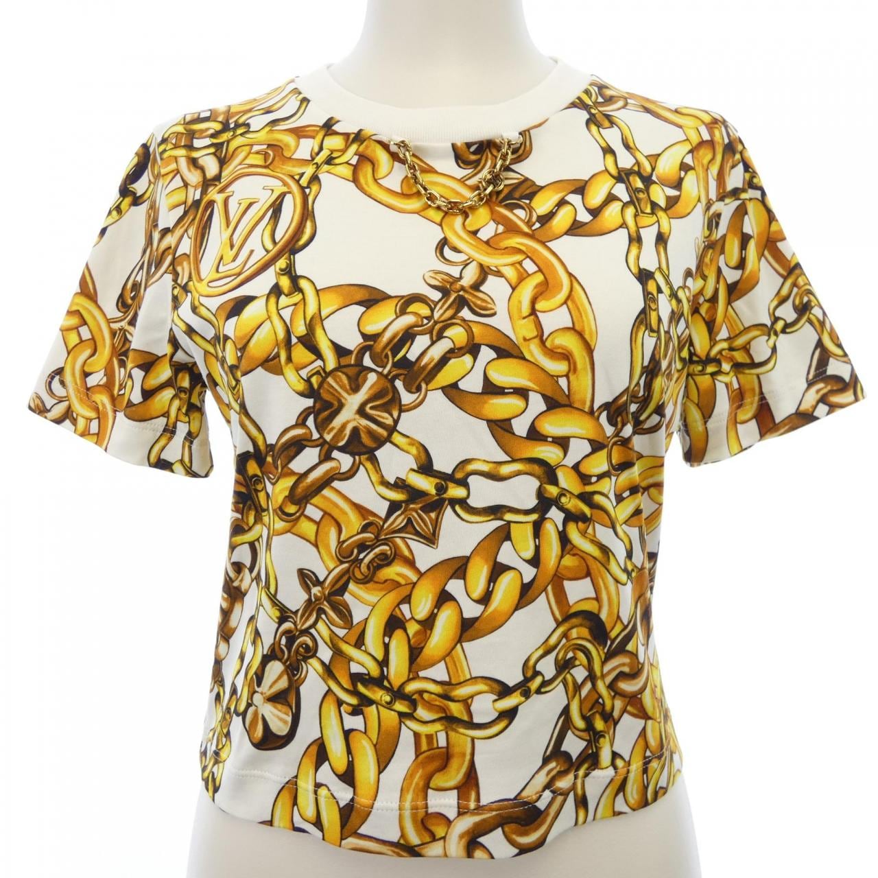 ルイヴィトン LOUIS VUITTON チェーンプリントクロップトップ FOTS36YE4 Tシャツ