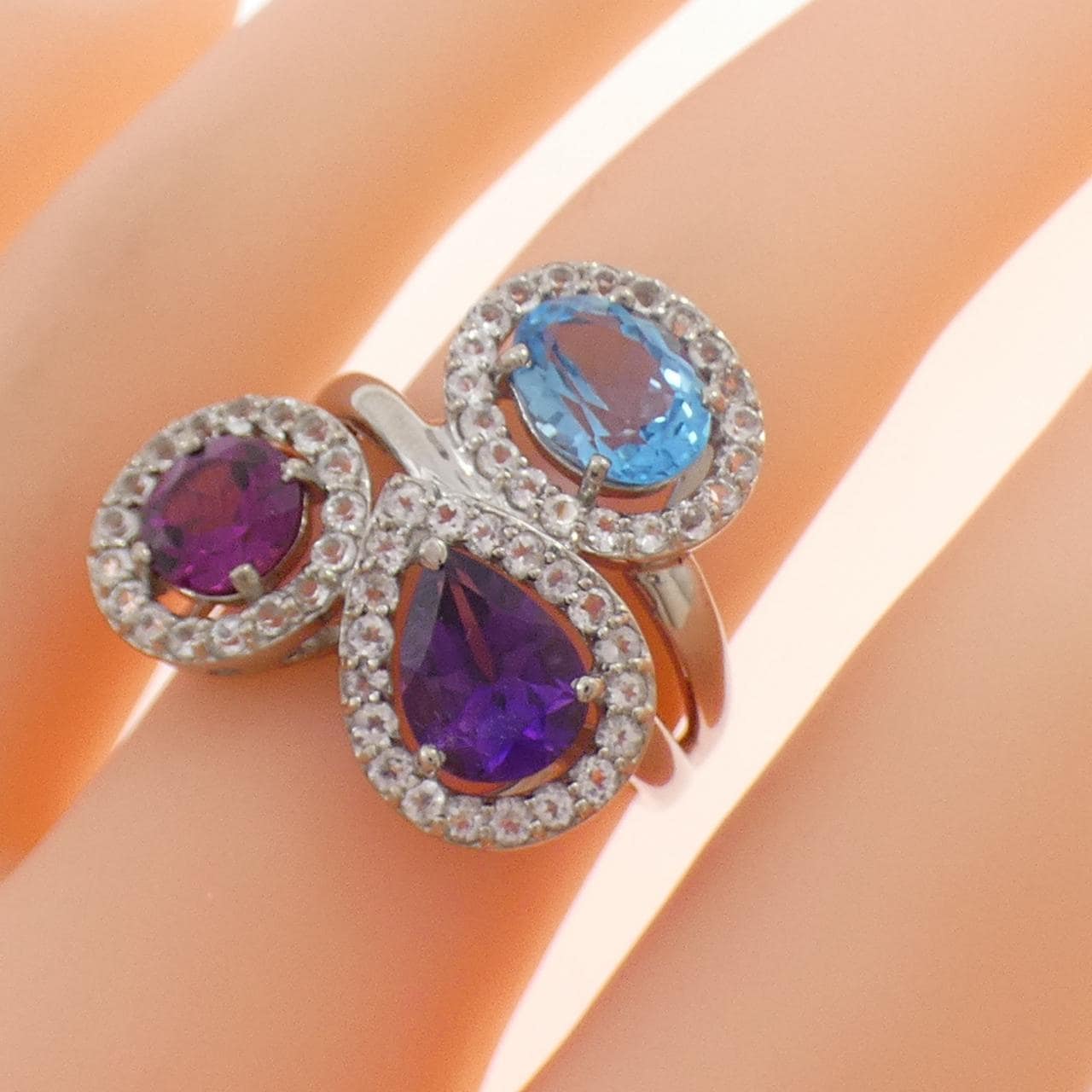 K18WG カラーストーン リング