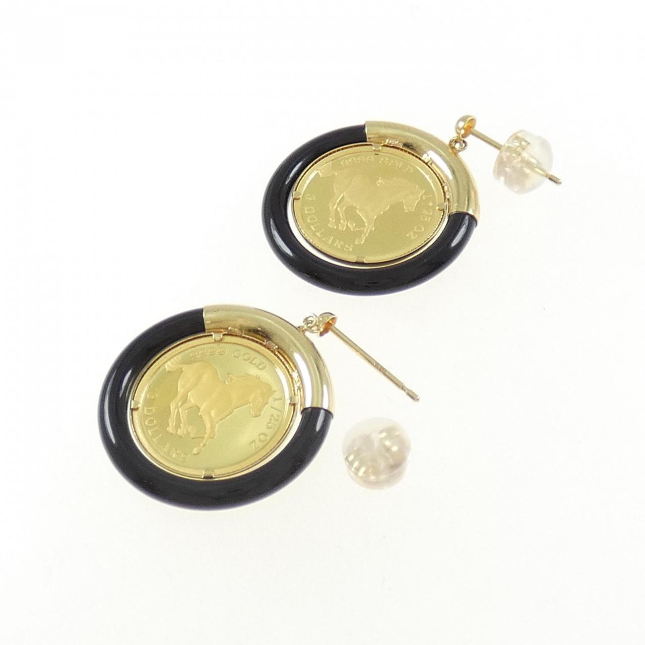 [BRAND NEW] K18YG onyx earrings