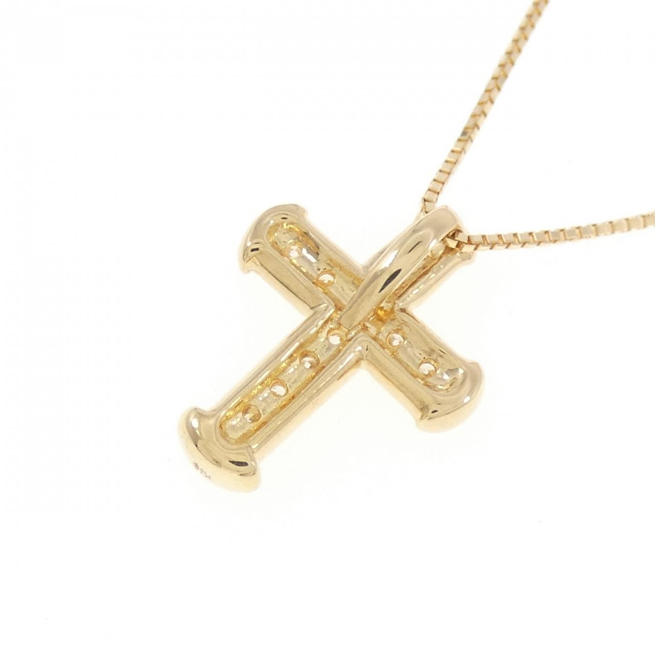 K18YG クロス ダイヤモンド ネックレス 0.15CT