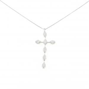 K18WG クロス ダイヤモンド ネックレス 0.50CT