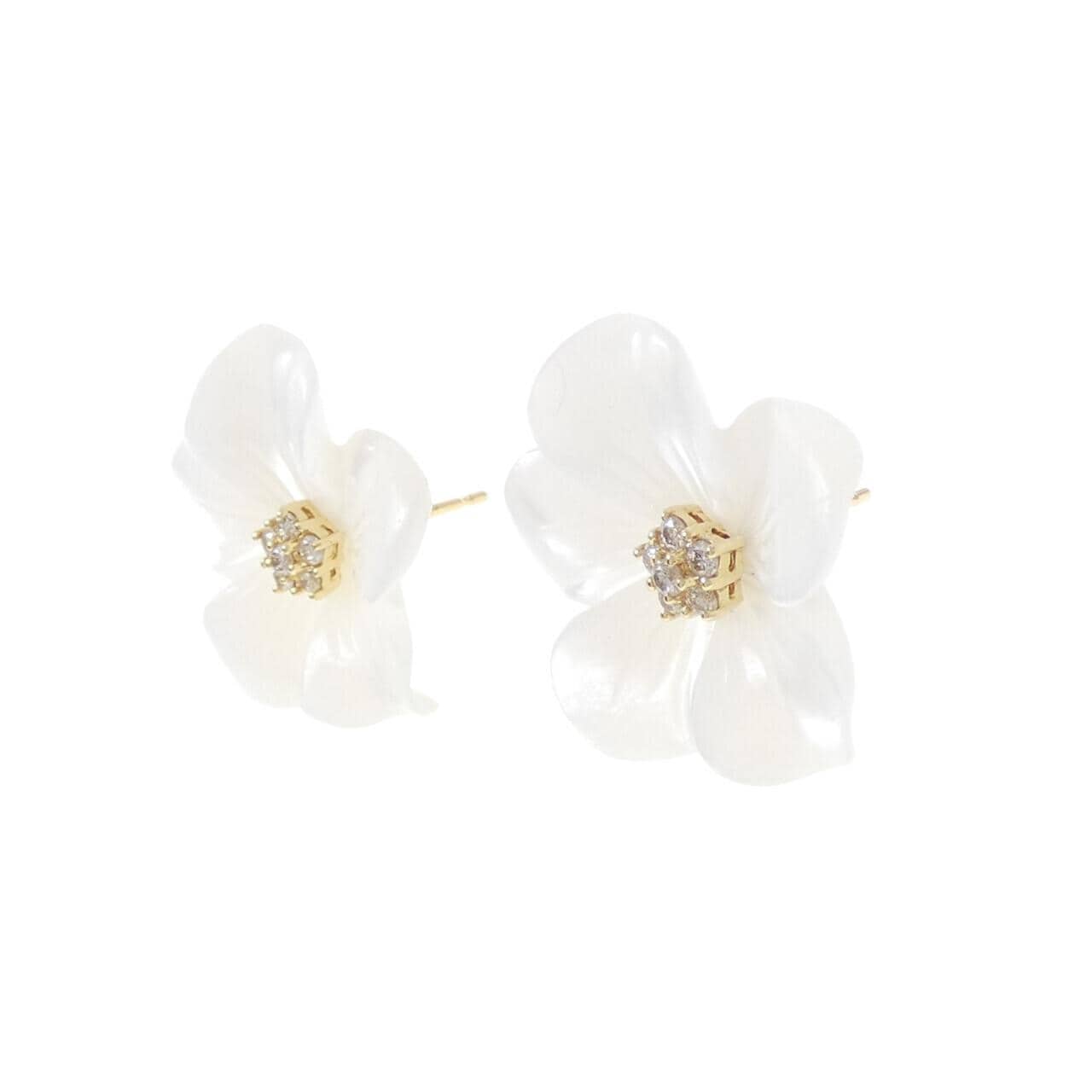 K18YG フラワー マザーオブパール ピアス