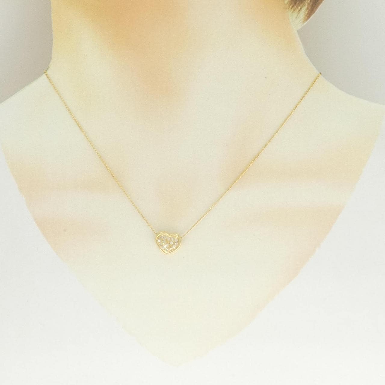 K18YG ハート ダイヤモンド ネックレス 0.10CT