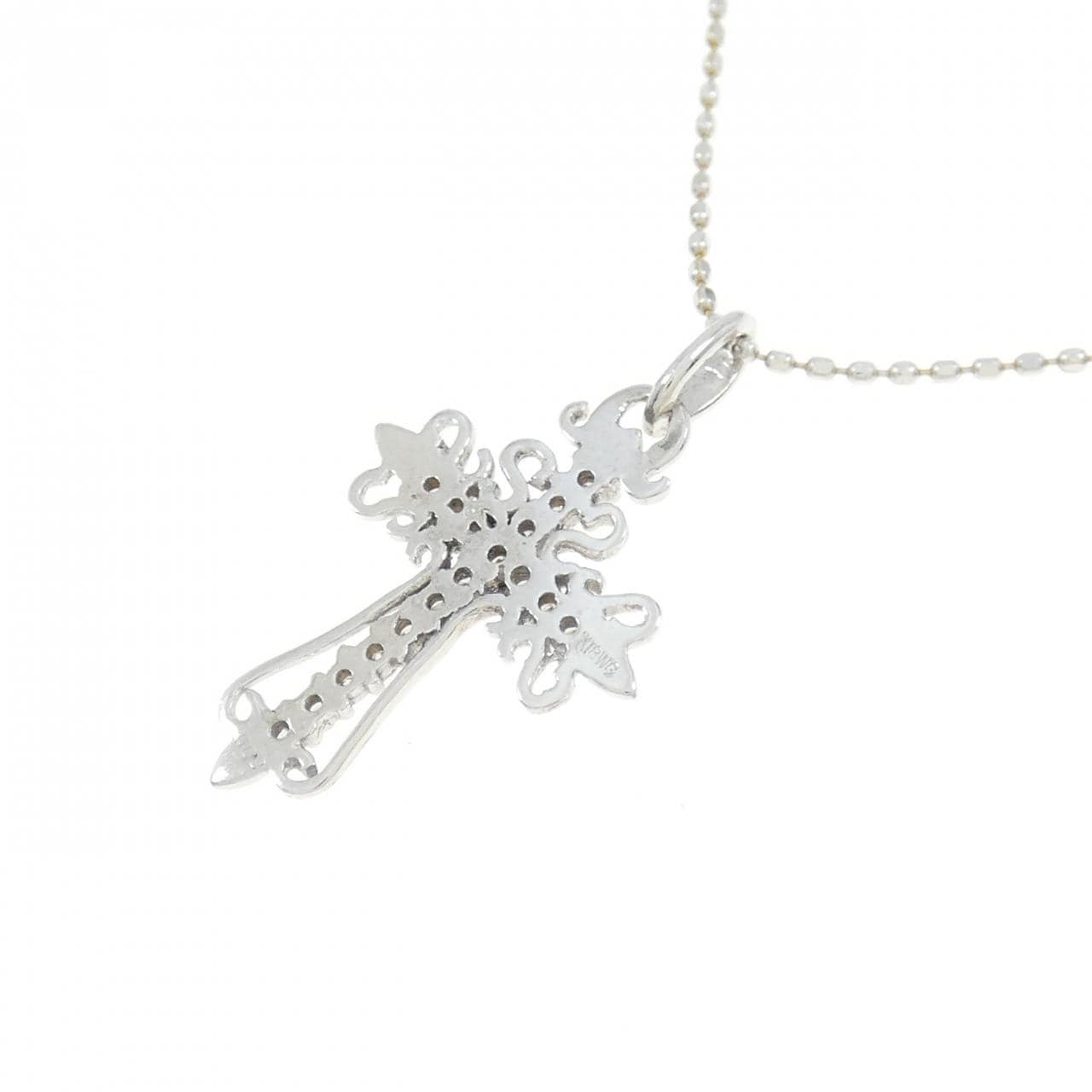 K18WG クロス ダイヤモンド ネックレス 0.09CT