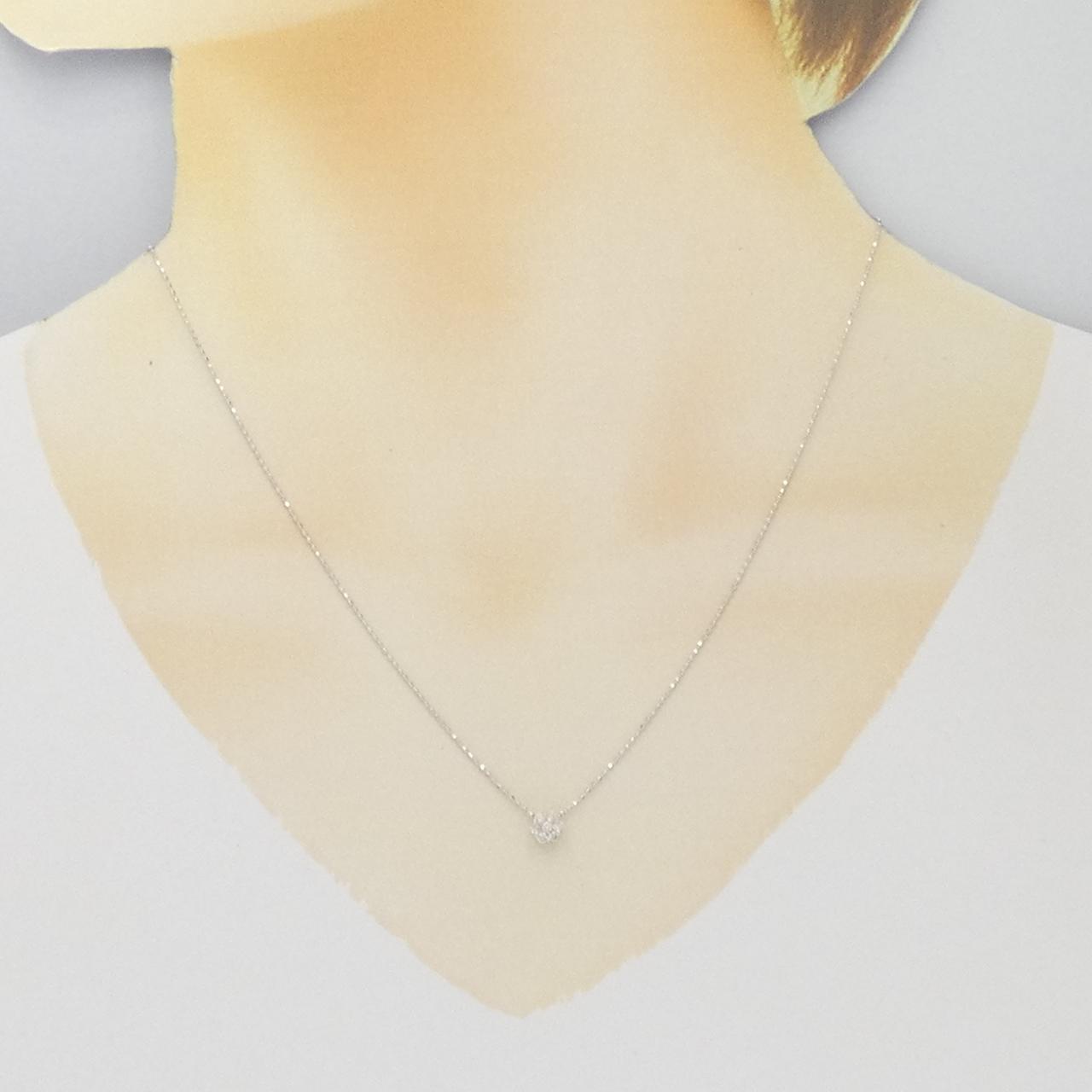 K18WG フラワー ダイヤモンド ネックレス 0.14CT