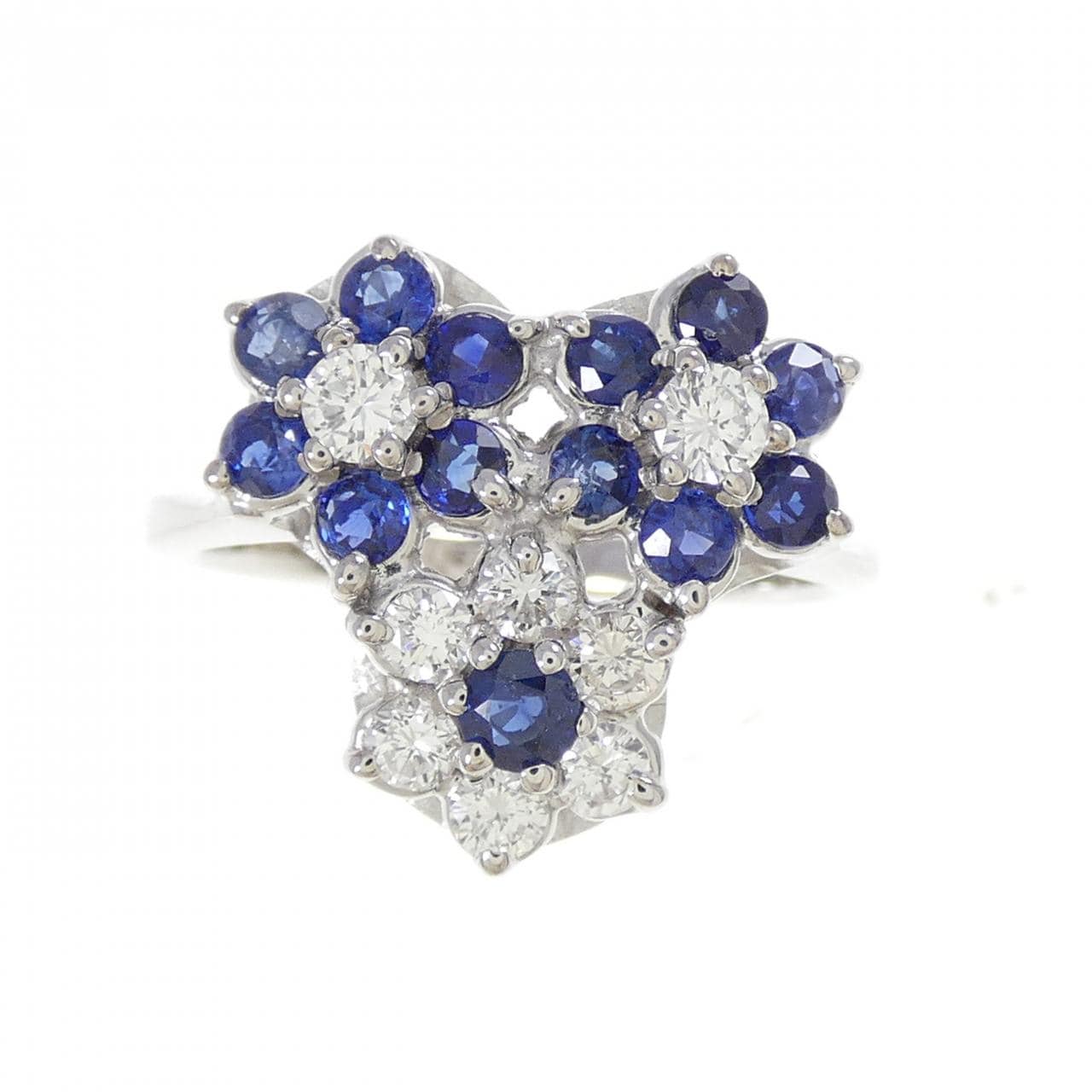 750WG フラワー サファイヤ リング