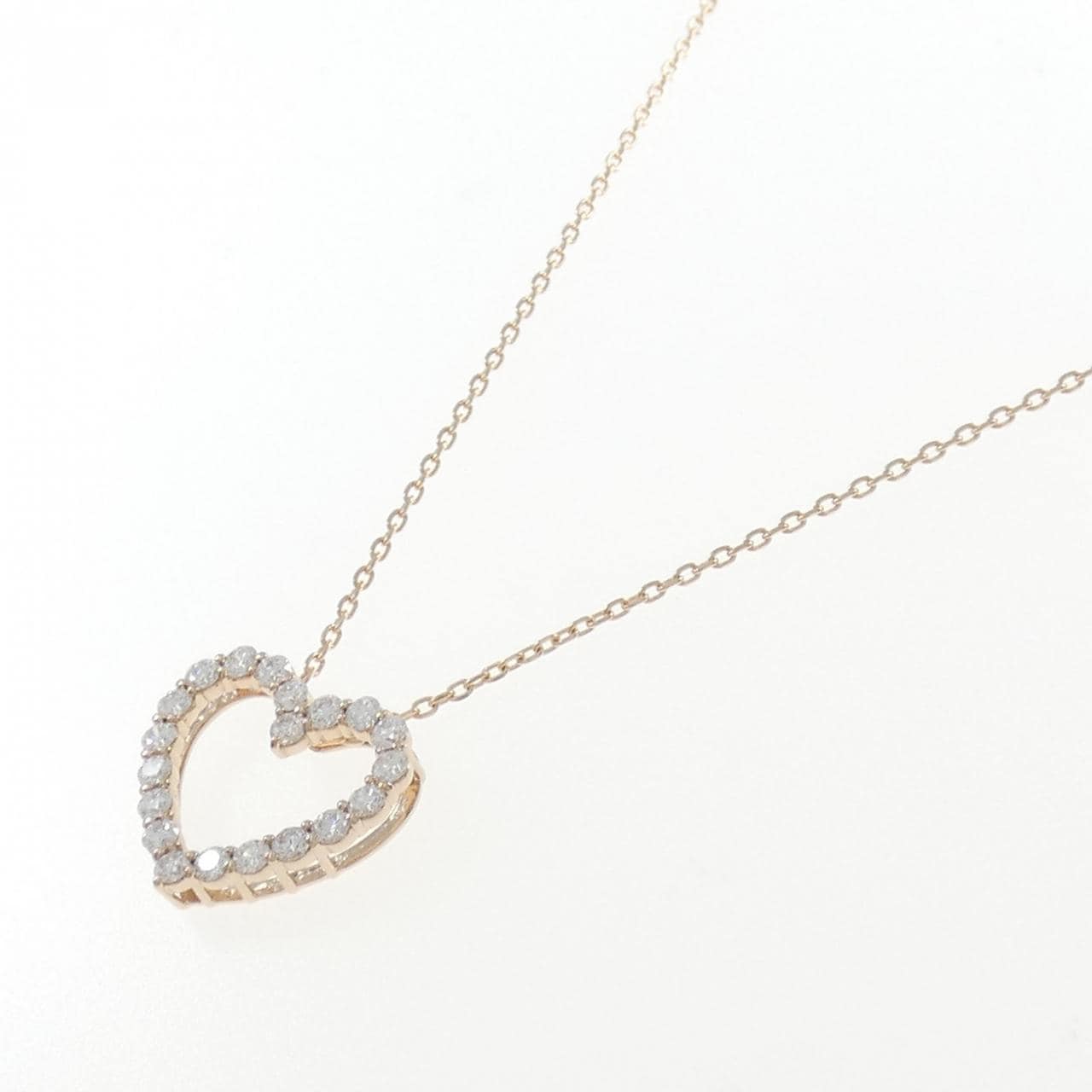 [BRAND NEW] K18PG Heart Diamond Necklace 1.005CT