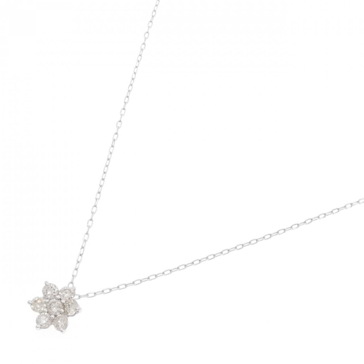 K18WG フラワー ダイヤモンド ネックレス 0.50CT