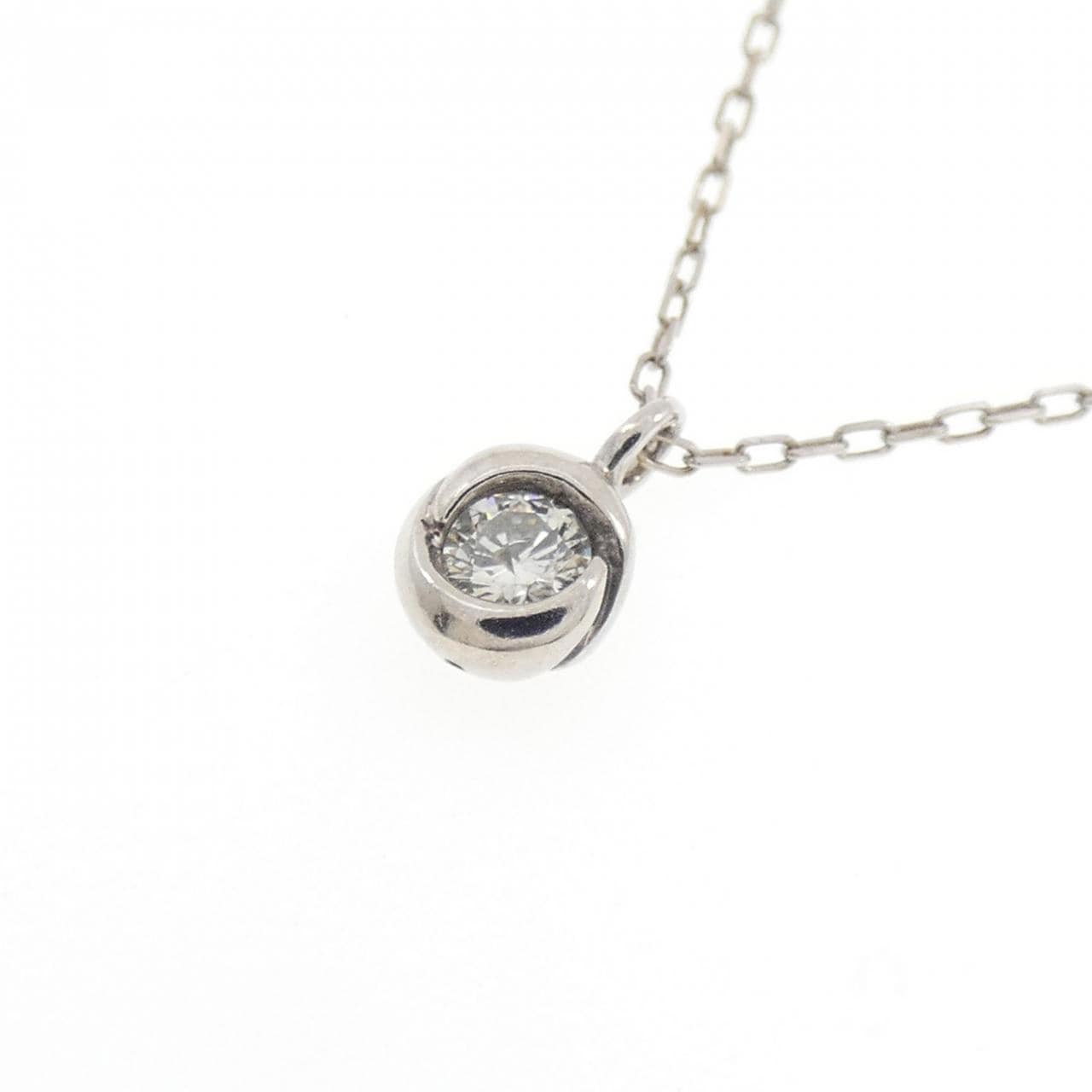 K10WG ソリティア ダイヤモンド ネックレス 0.08CT