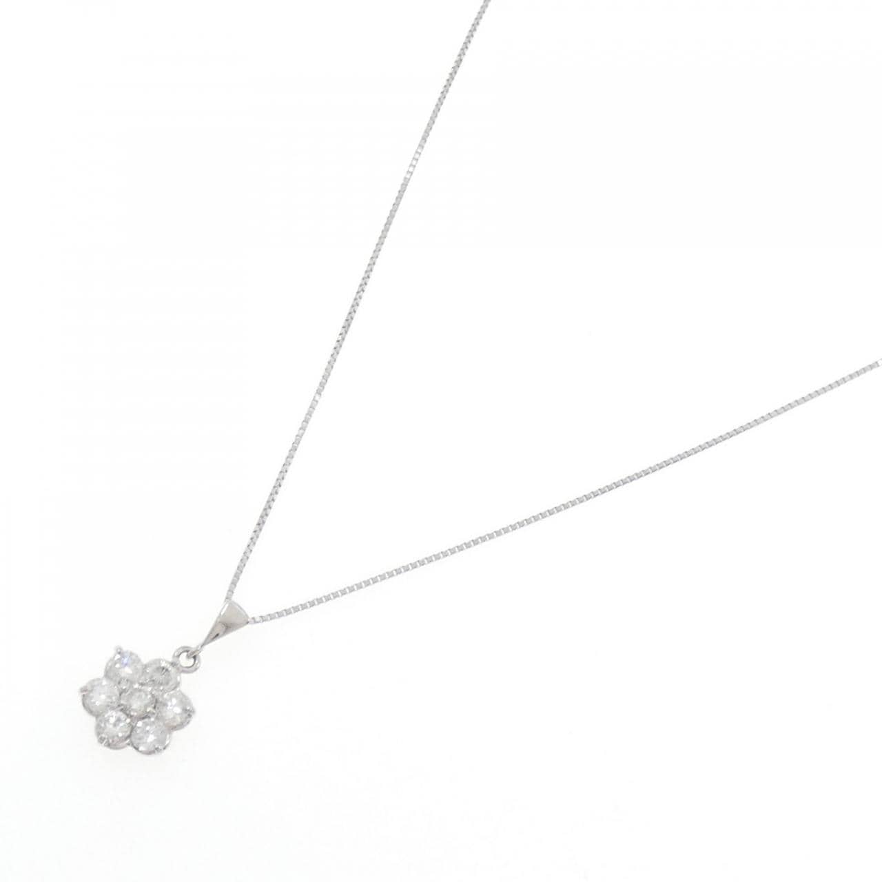PT900/PT850 フラワー ダイヤモンド ネックレス 0.78CT