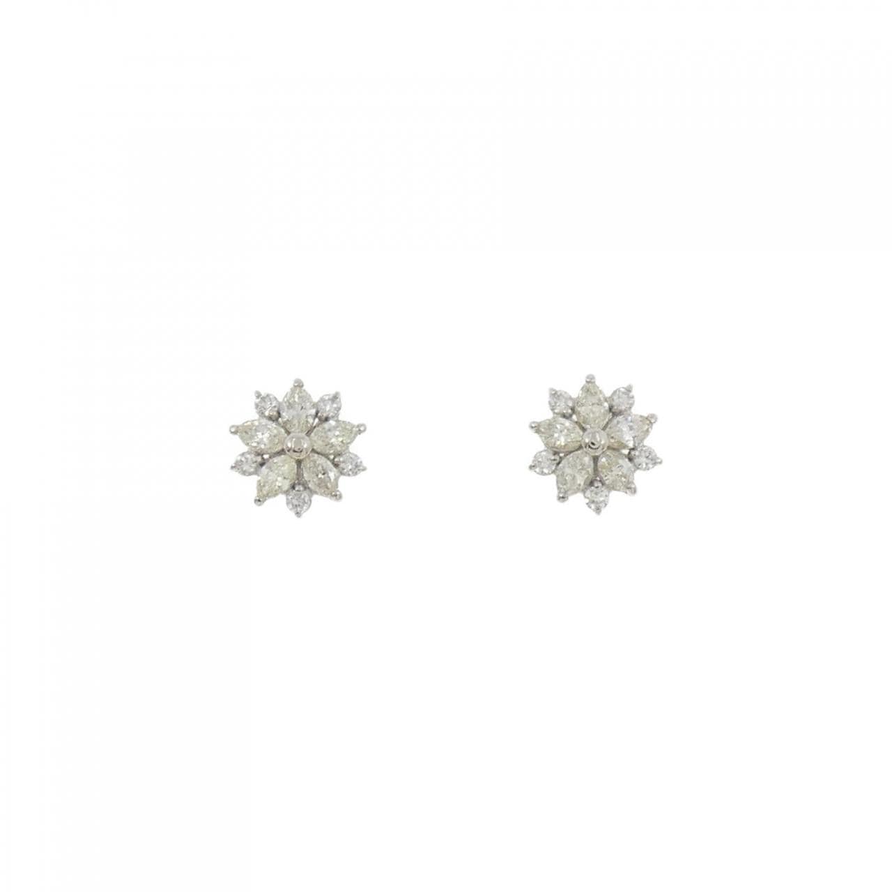 【新品】PT900 フラワー ダイヤモンド ピアス 0.30CT