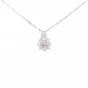 K18WG フラワー ピンクダイヤモンド ネックレス 0.12CT