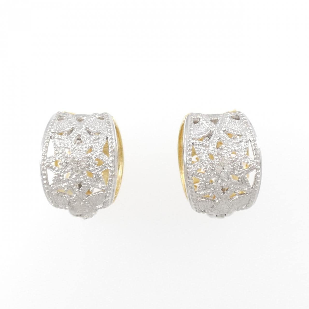 K18YG/K18WG ダイヤモンド イヤリング 0.08CT