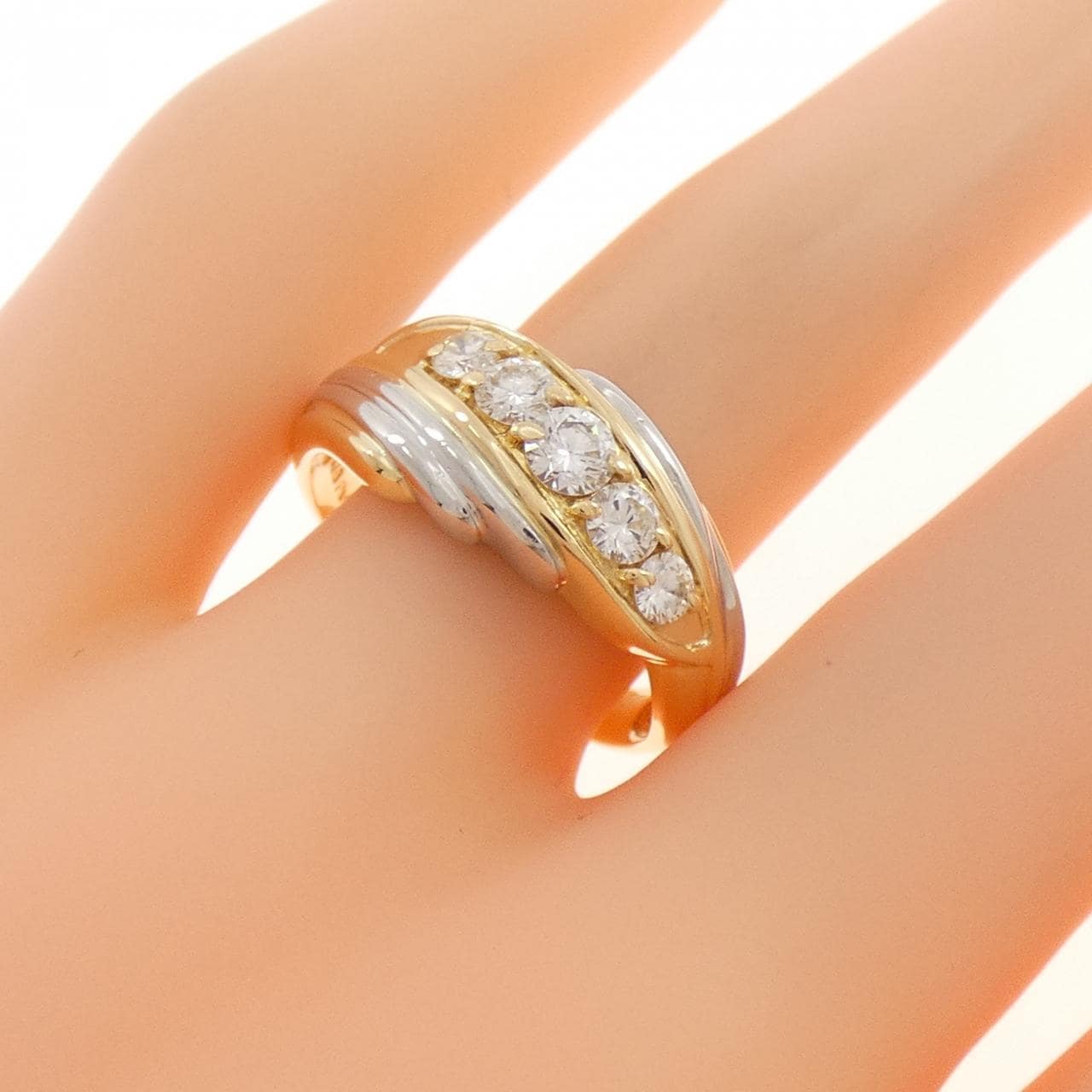 K18YG/PT900 ダイヤモンド リング 0.50CT