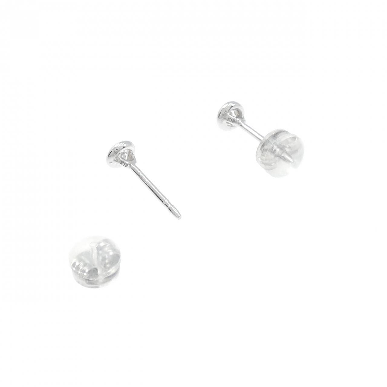 K18WG ソリティア ダイヤモンド ピアス