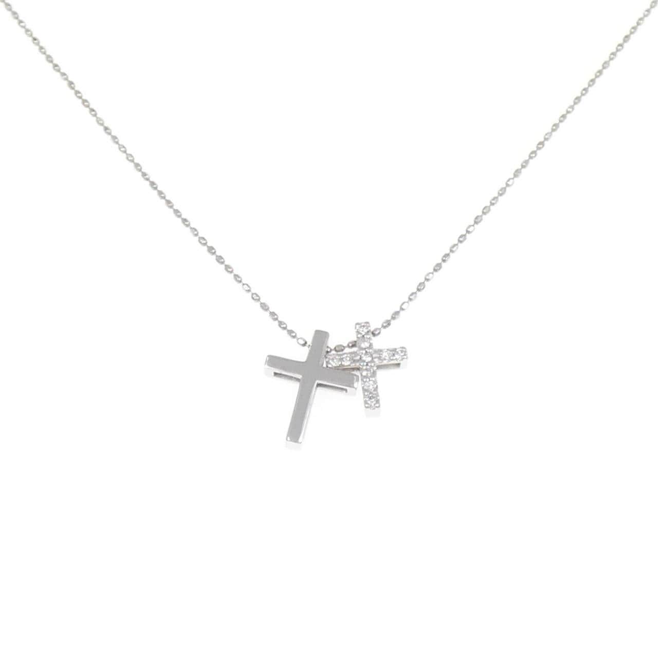 K18WG クロス ダイヤモンド ネックレス 0.05CT