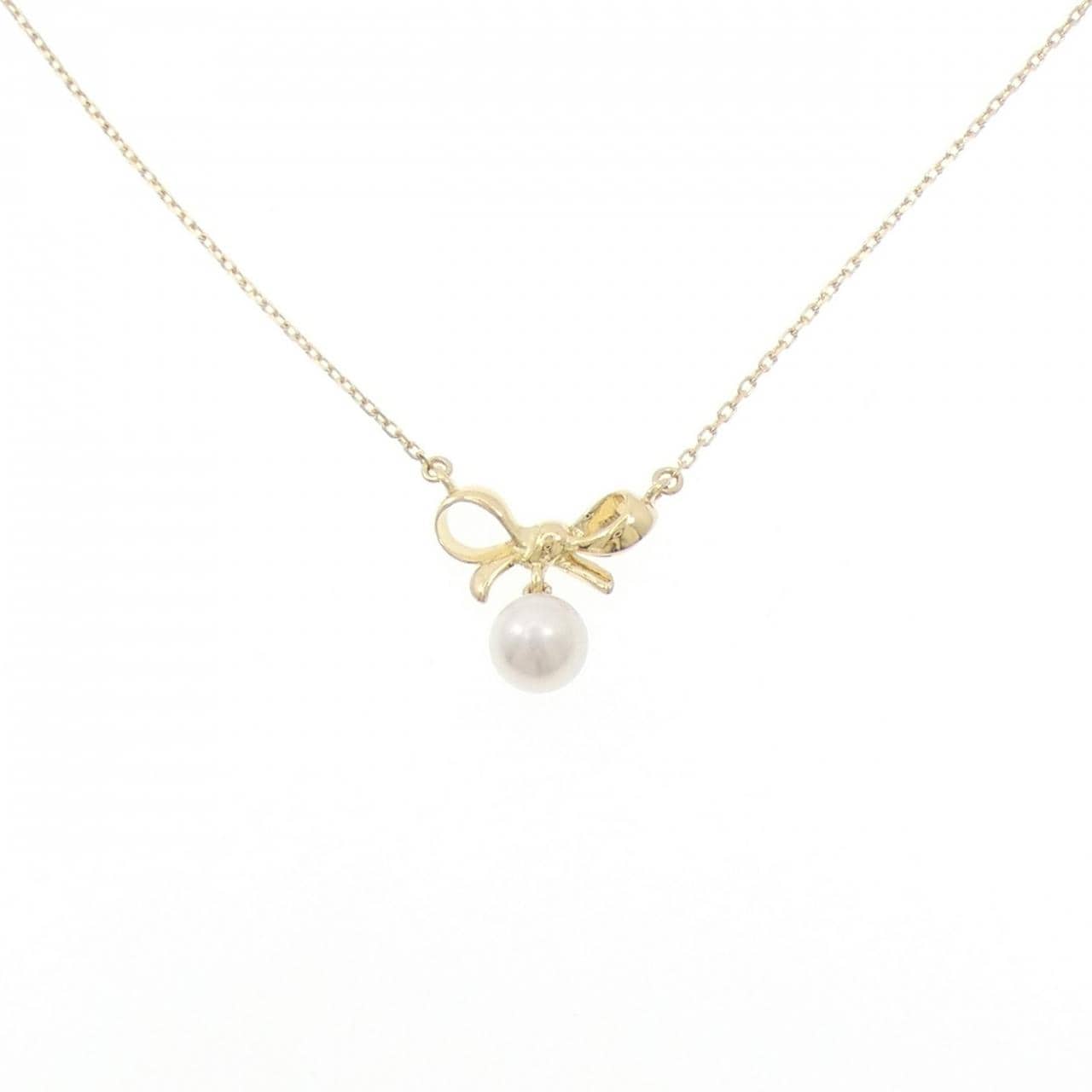 K18YG リボン アコヤパール ネックレス 6.5mm