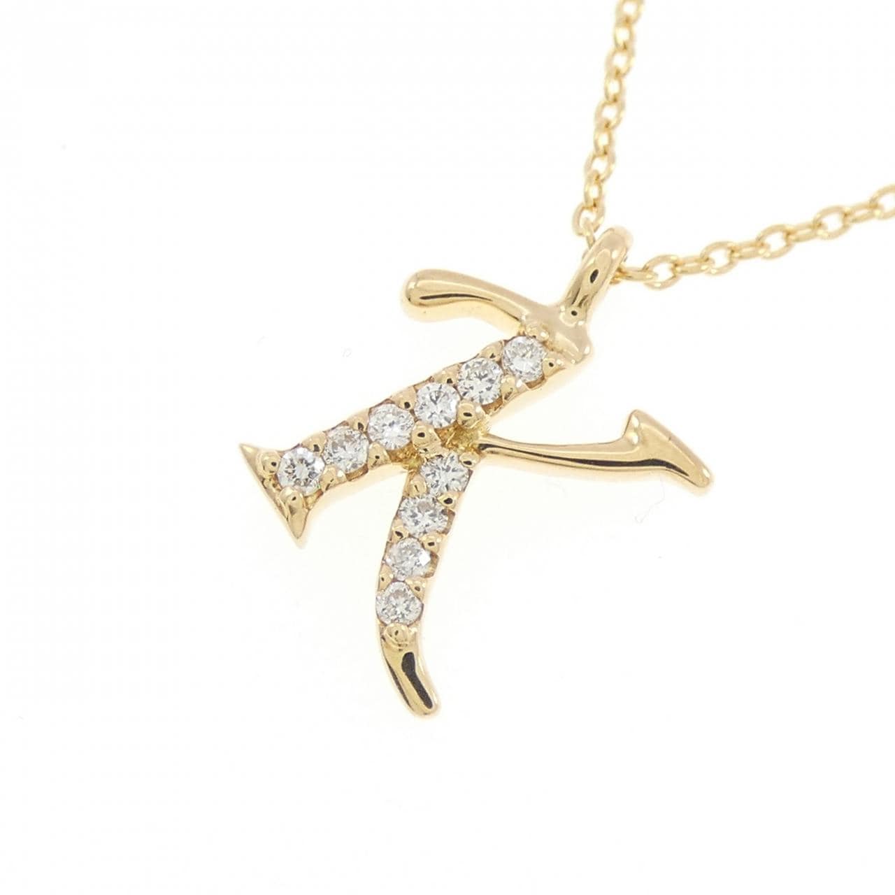 K18YG イニシャルK ダイヤモンド ネックレス 0.05CT