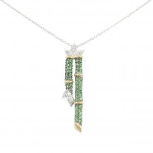 K18スリーカラー バンブー グリーンガーネット ネックレス 1.00CT