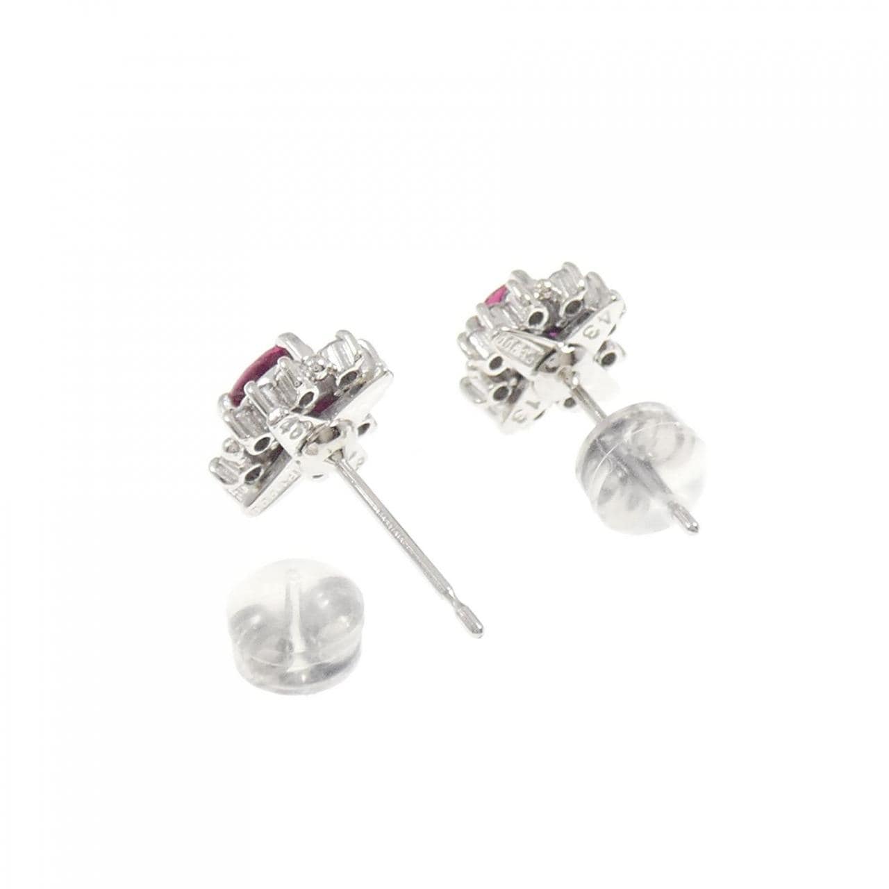 PT900 ルビー ピアス 0.89CT