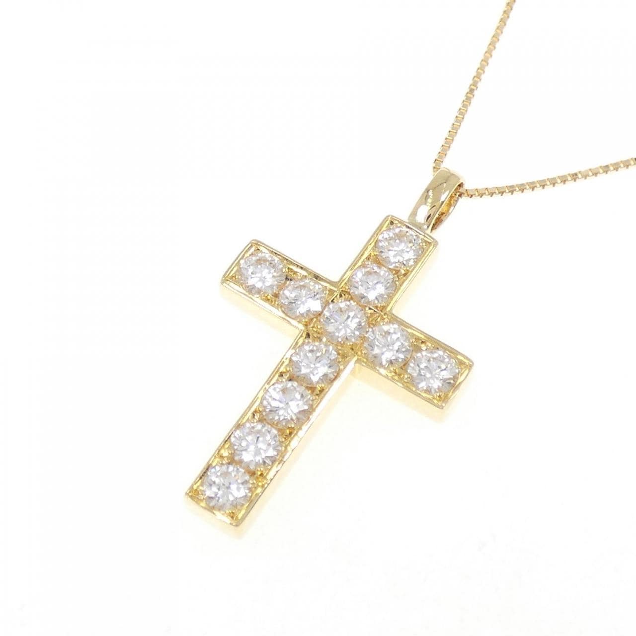 K18YG クロス ダイヤモンド ネックレス 1.17CT