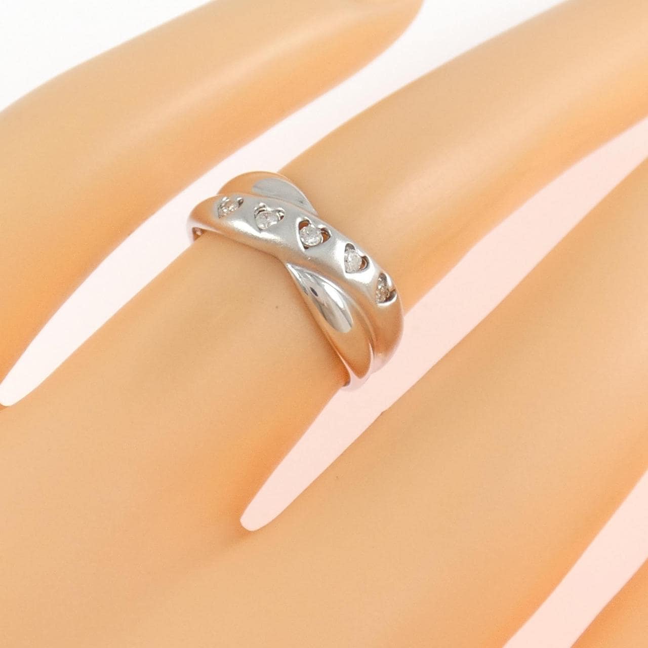 K18WG ハート ダイヤモンド リング 0.08CT