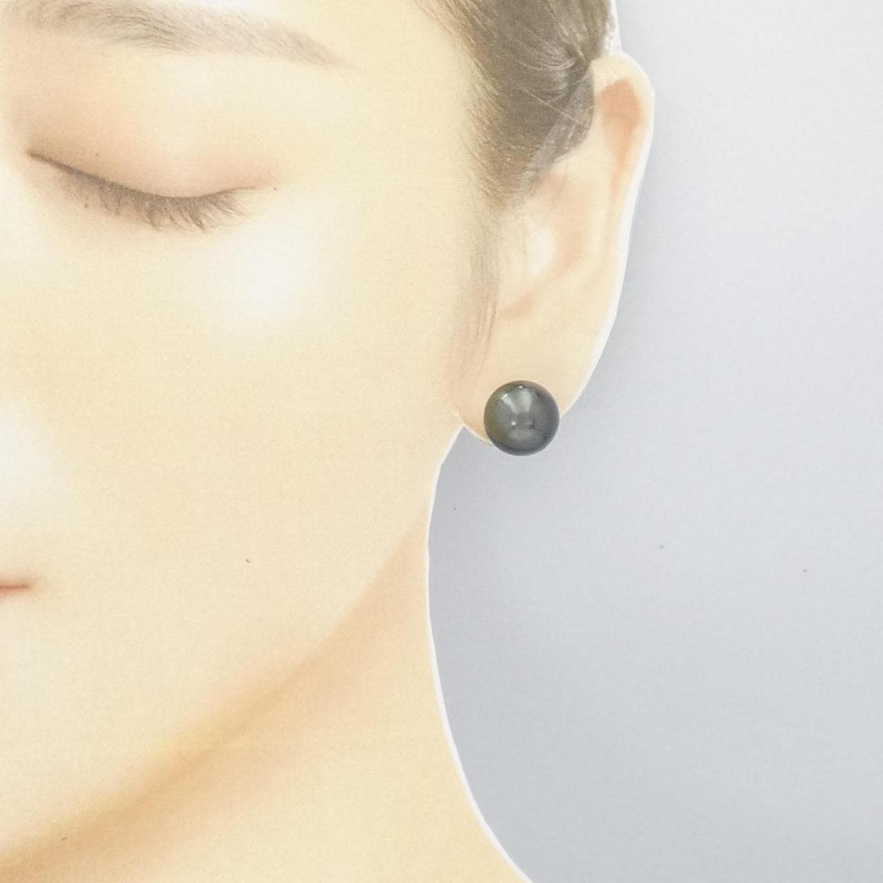 [新品] 銀色/PT黒蝶珍珠項鍊 11.8-14mm 耳環套裝