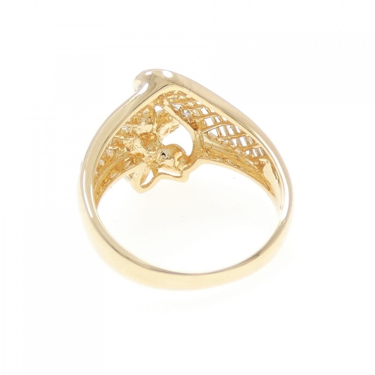 K18YG フラワー ダイヤモンド リング 0.16CT