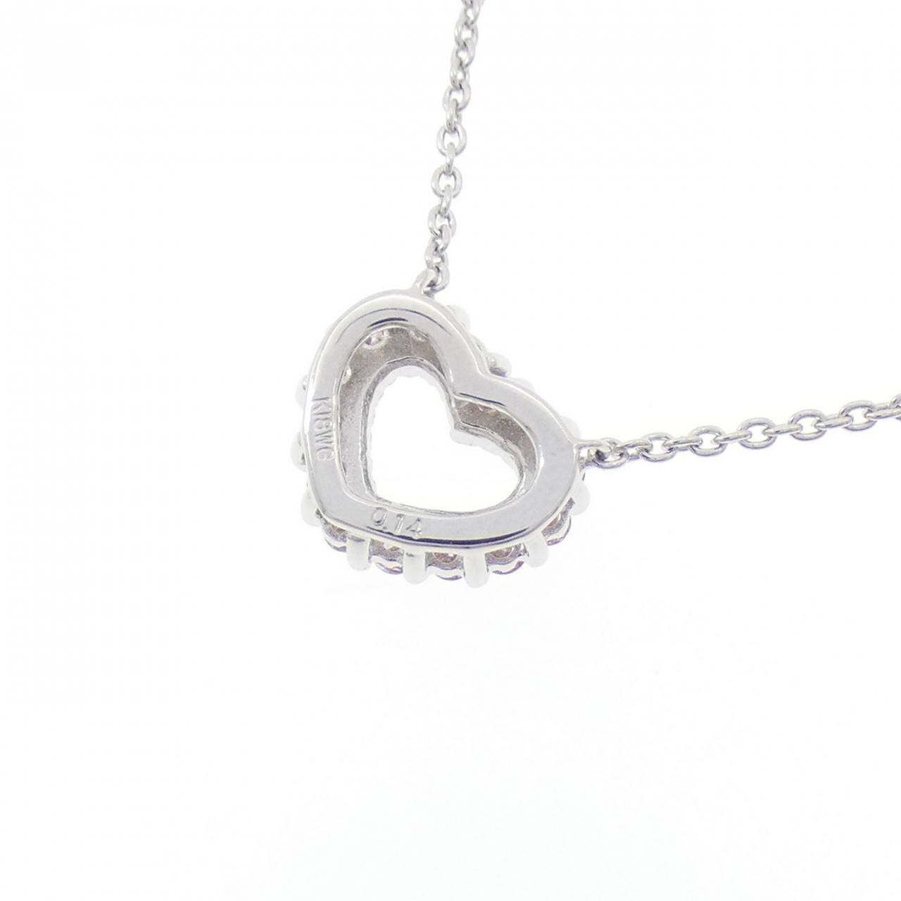 K18WG ハート ピンクダイヤモンド ネックレス 0.14CT