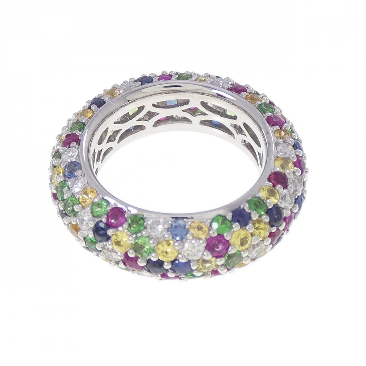 K18WG フルエタニティ カラーストーン リング