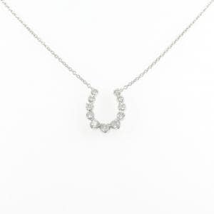 K18WG ホースシュー ダイヤモンド ネックレス 0.22CT