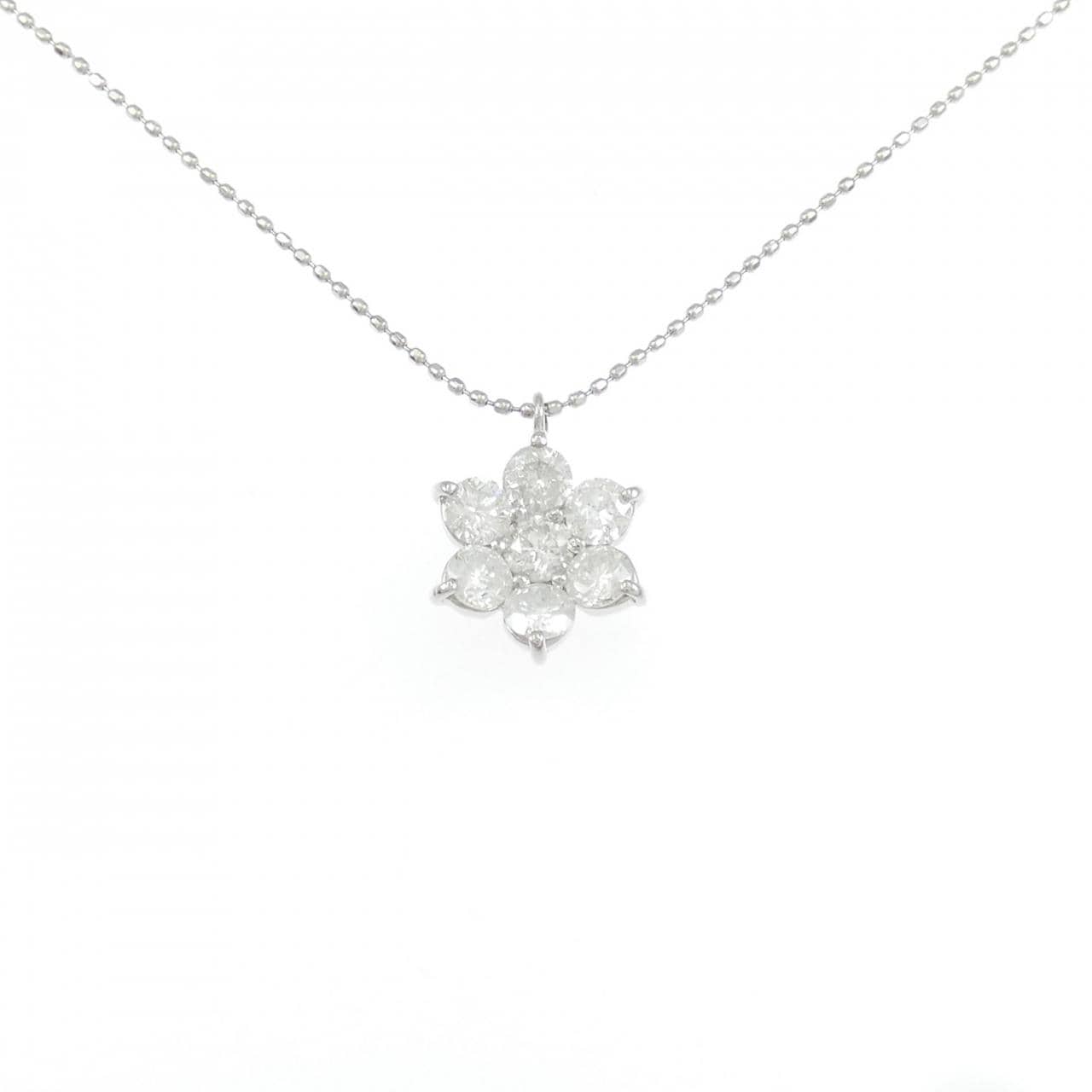 PT900/PT850 フラワー ダイヤモンド ネックレス 1.00CT