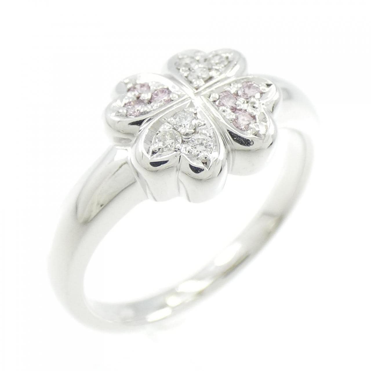 K18WG クローバー ピンクダイヤモンド リング 0.05CT
