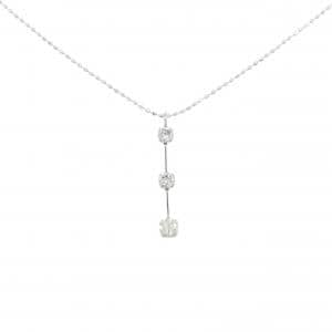 K18WG スリーストーン ダイヤモンド ネックレス 0.30CT