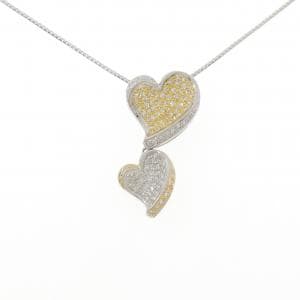 K18WG/K18YG ハート パヴェダイヤモンド ネックレス 1.00CT