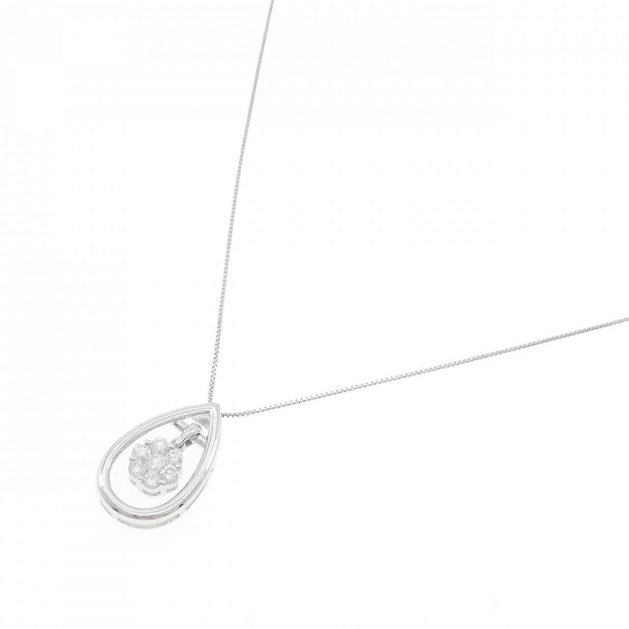 K18WG フラワー ダイヤモンド ネックレス 0.50CT